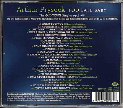 Arthur Prysock - Too Late Baby: The Old Town Singles 1958-66 (24 tracks) Music CD
