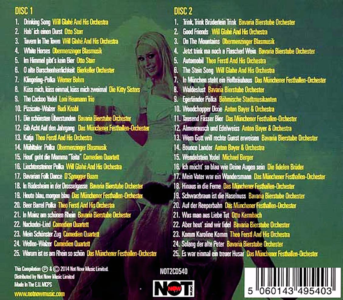 Various - German Drinking Songs: 50 Original Bavarian Favourites (50 tracks) (2xCD) Music CD