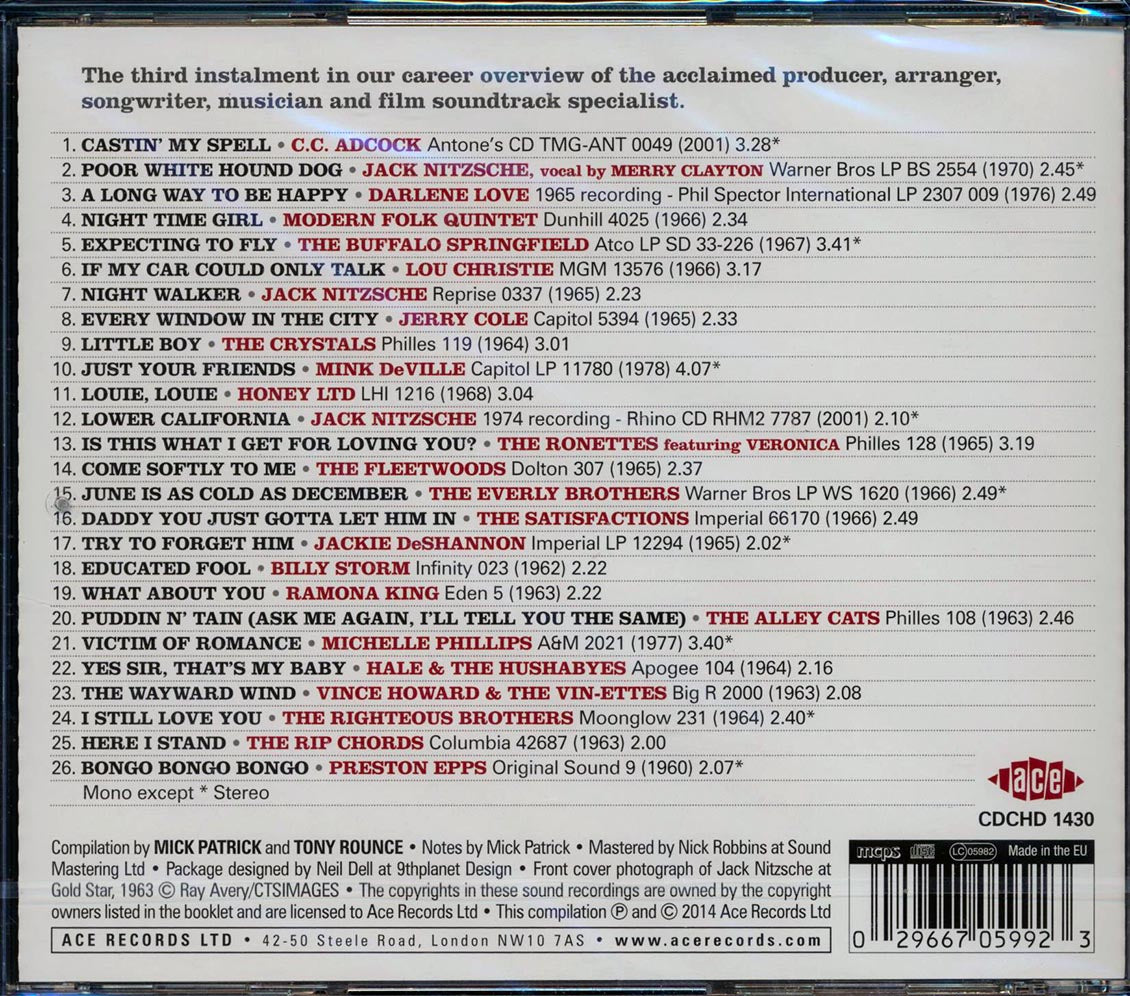 Jack Nitzsche, Jerry Cole, The Buffalo Springfield, Etc. - Night Walker: The Jack Nitzsche Story Volume 3 (26 tracks) Music CD
