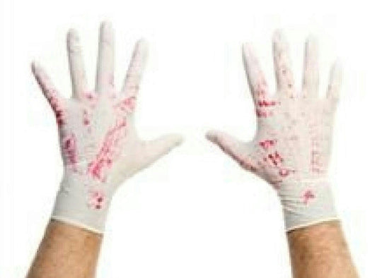 Bloody Latex Gloves Blood Stained Psycho Surgeon