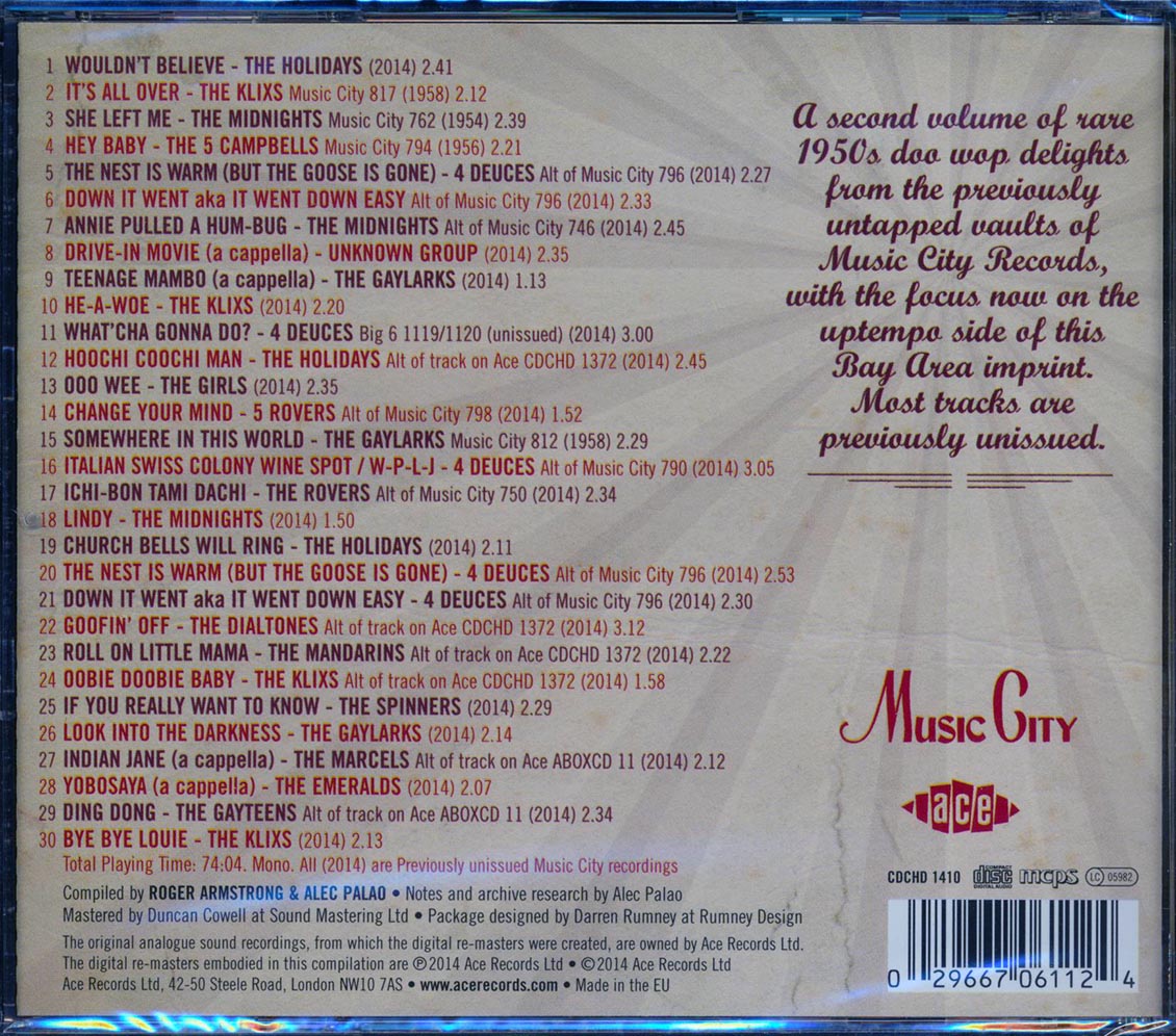 Various - Music City Vocal Groups: Rock 'N' Roll It, Mambo, Stroll It (30 tracks) Music CD