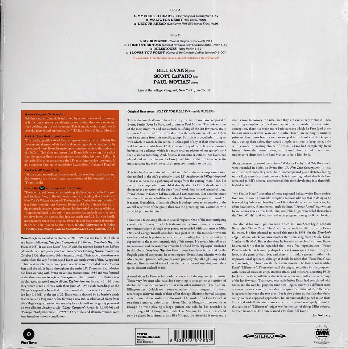 Bill Evans Trio - Waltz For Debby (ltd. ed.) (180g) (remastered) Vinyl Record