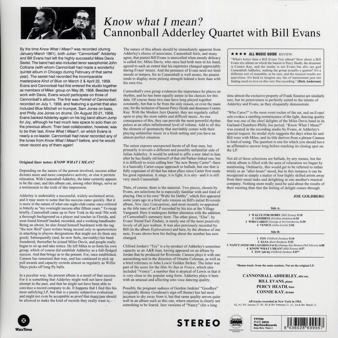 Cannonball Adderley, Bill Evans - Know What I Mean? (ltd. ed.) (180g) (remastered) Vinyl Record