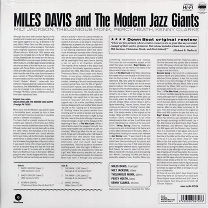 Miles Davis, Milt Jackson, Thelonious Monk, Percy Heath, Kenny Clarke - Miles Davis And The Modern Jazz Giants (ltd. ed.) (180g) Vinyl Record