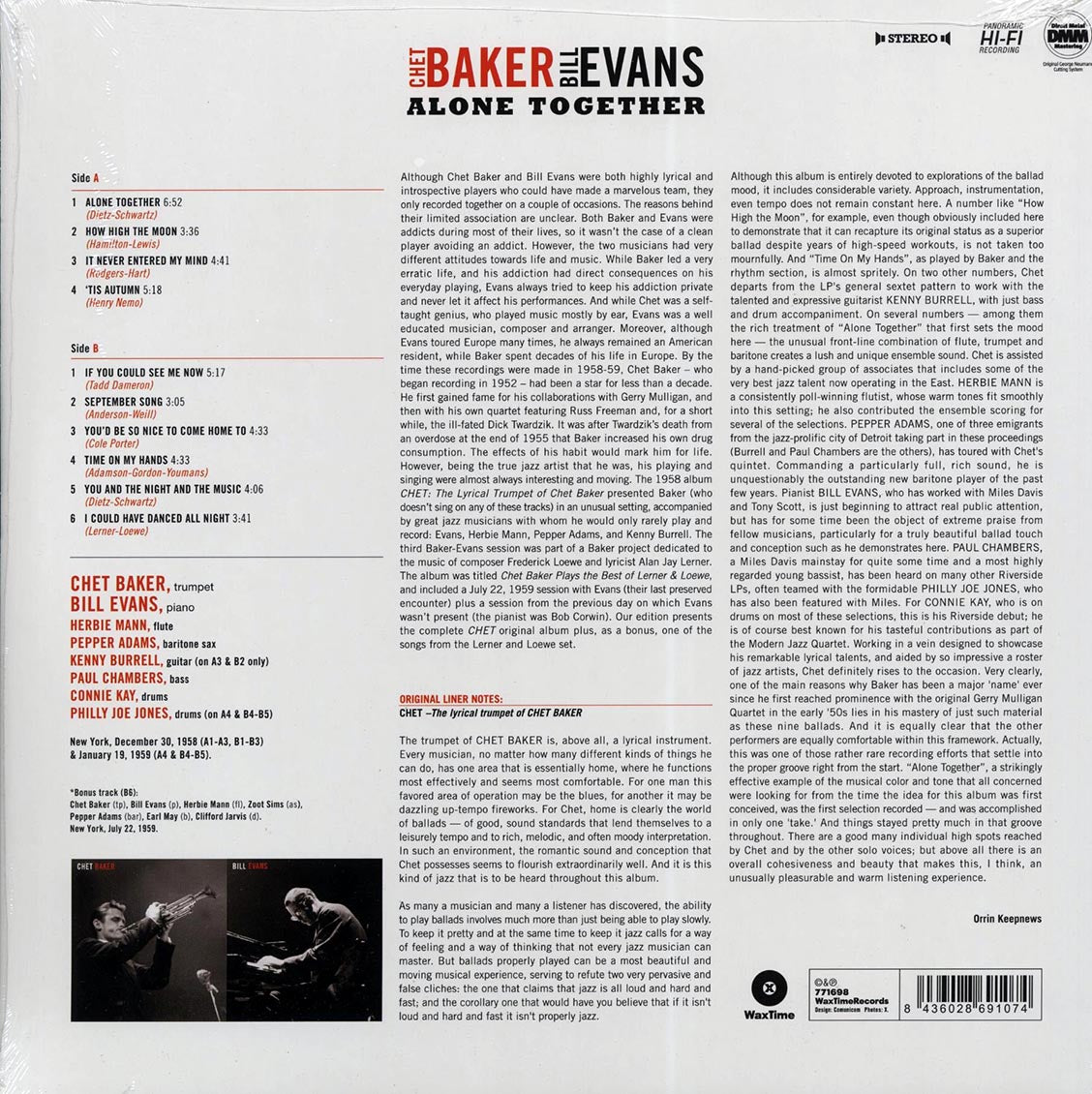 Chet Baker, Bill Evans - Alone Together (ltd. ed.) (180g) Vinyl Record