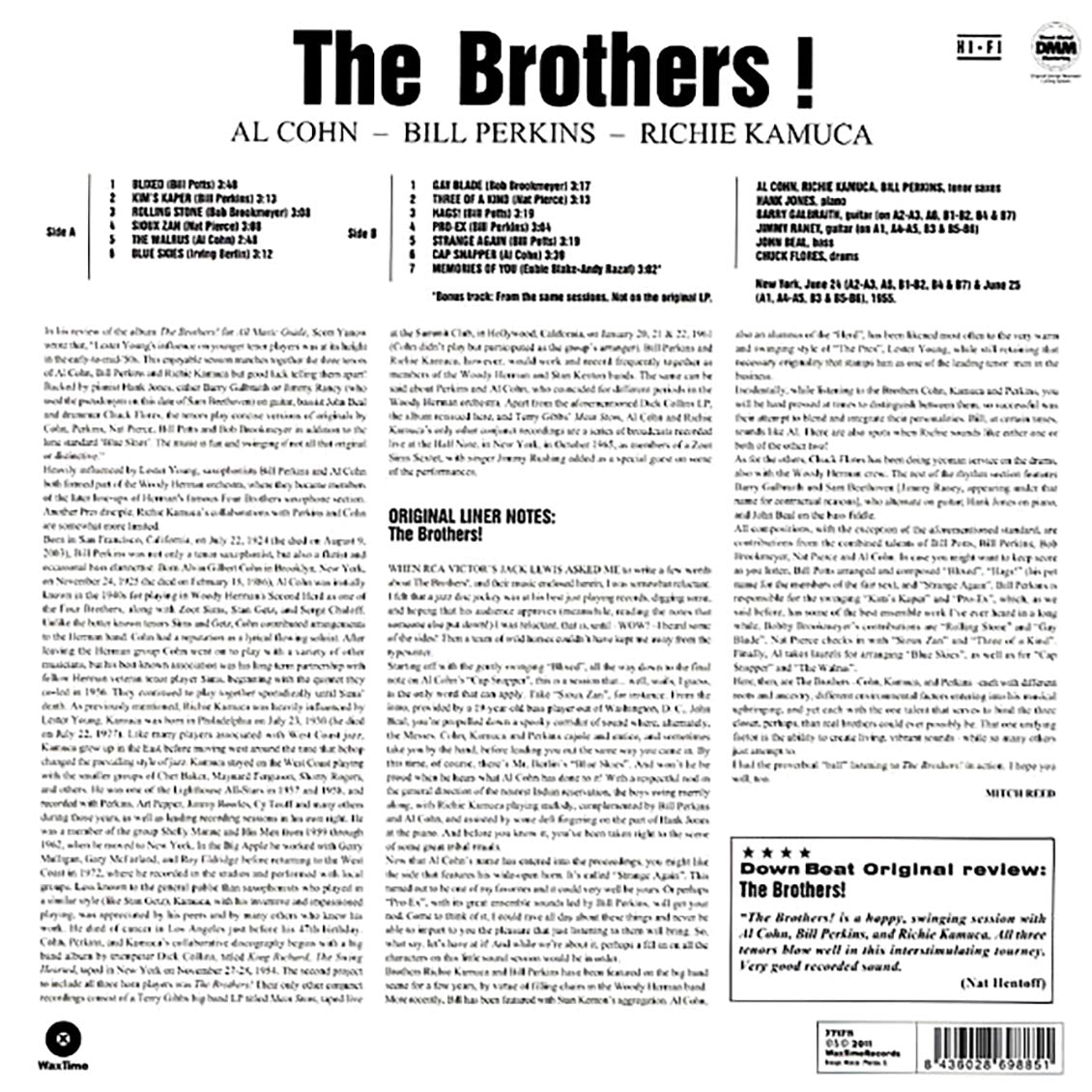 Al Cohn, Bill Perkins, Richie Kamuca - The Brothers! (ltd. ed.) (180g) Vinyl Record