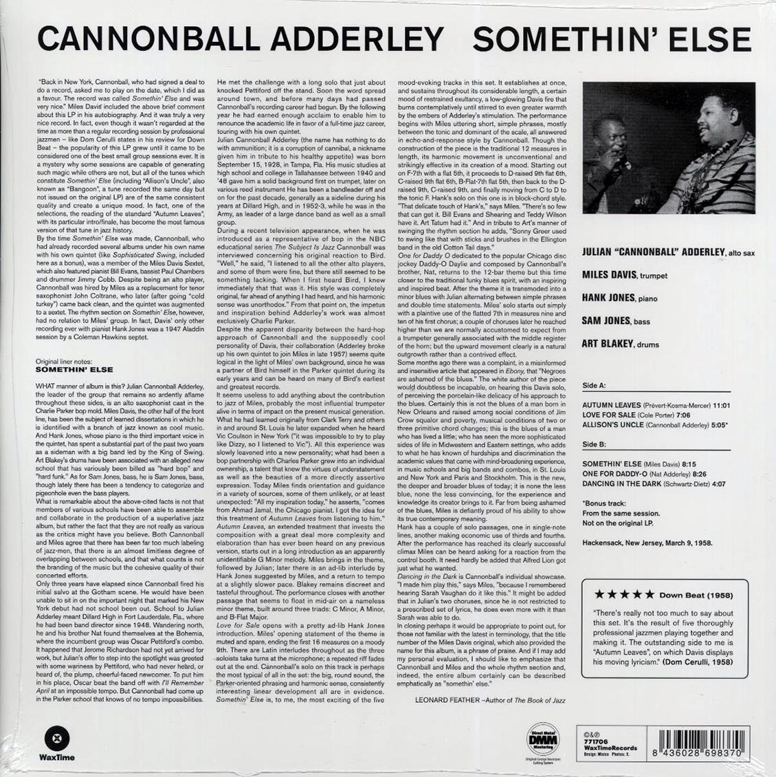 Cannonball Adderley - Somethin' Else (ltd. ed.) (180g) (remastered) Vinyl Record