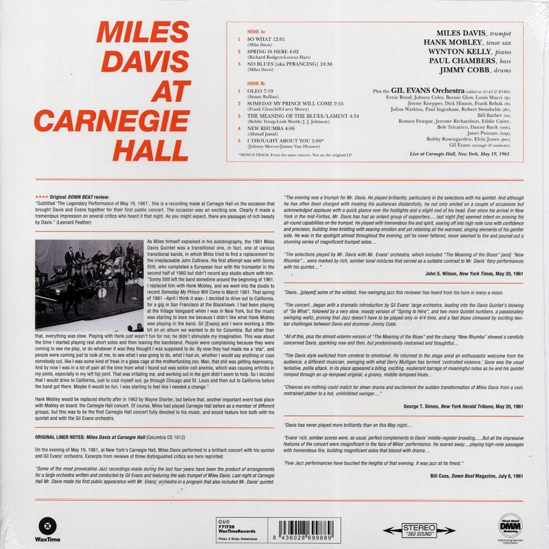 Miles Davis - Miles Davis At Carnegie Hall (+bonus track) (ltd. ed.) (180g) (remastered) Vinyl Record