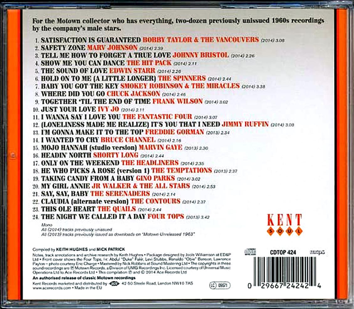 Various - Satisfaction Guaranteed! Motown Guys 1961-1969 (24 tracks) Music CD