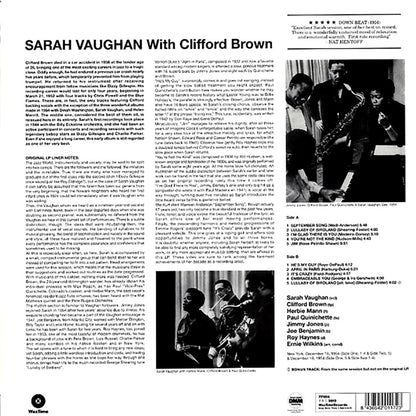 Sarah Vaughan - Sarah Vaughan With Clifford Brown (+bonus track) (ltd. ed.) (180g) Vinyl Record