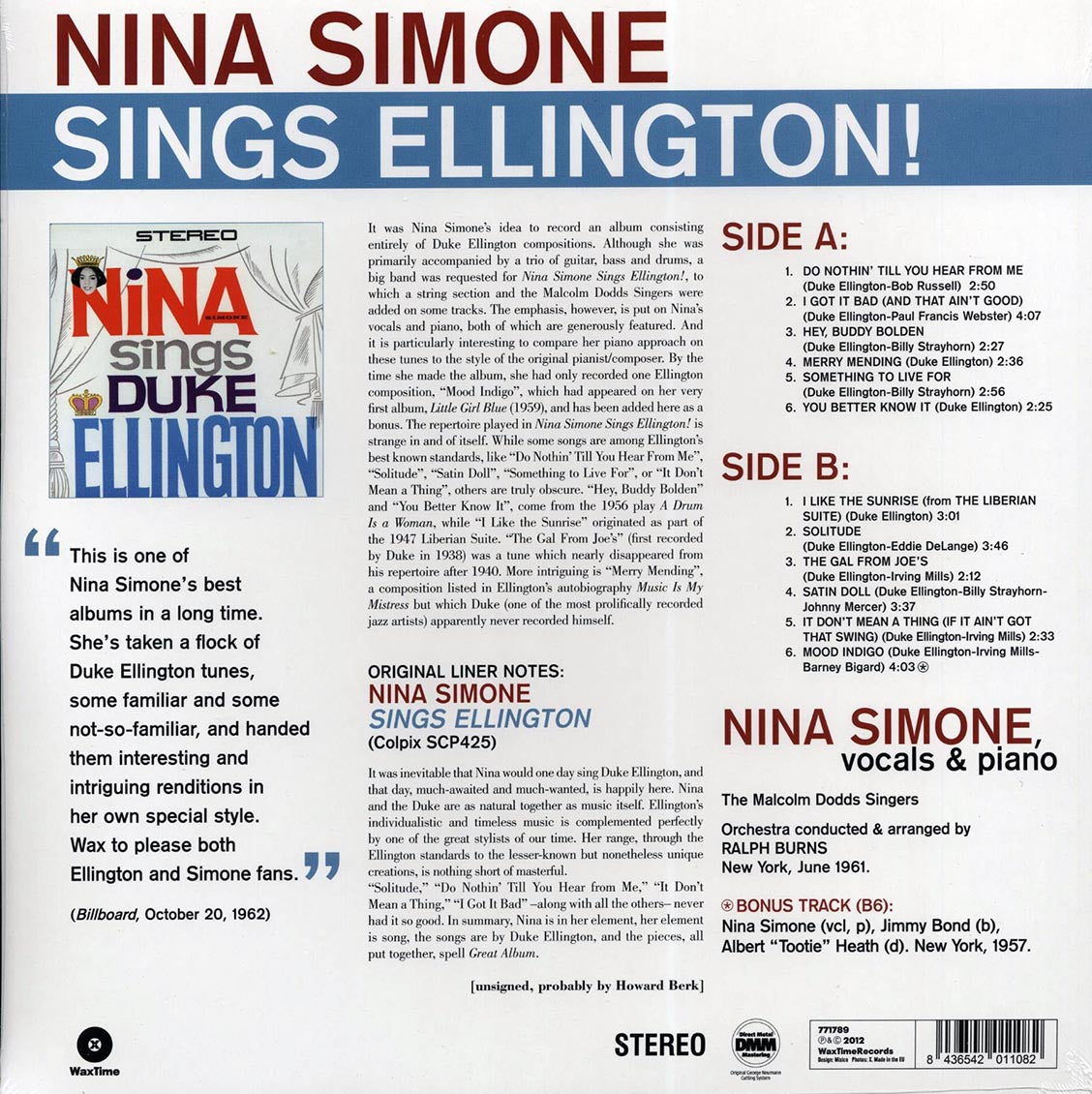 Nina Simone - Sings Ellington! (180g) Vinyl Record