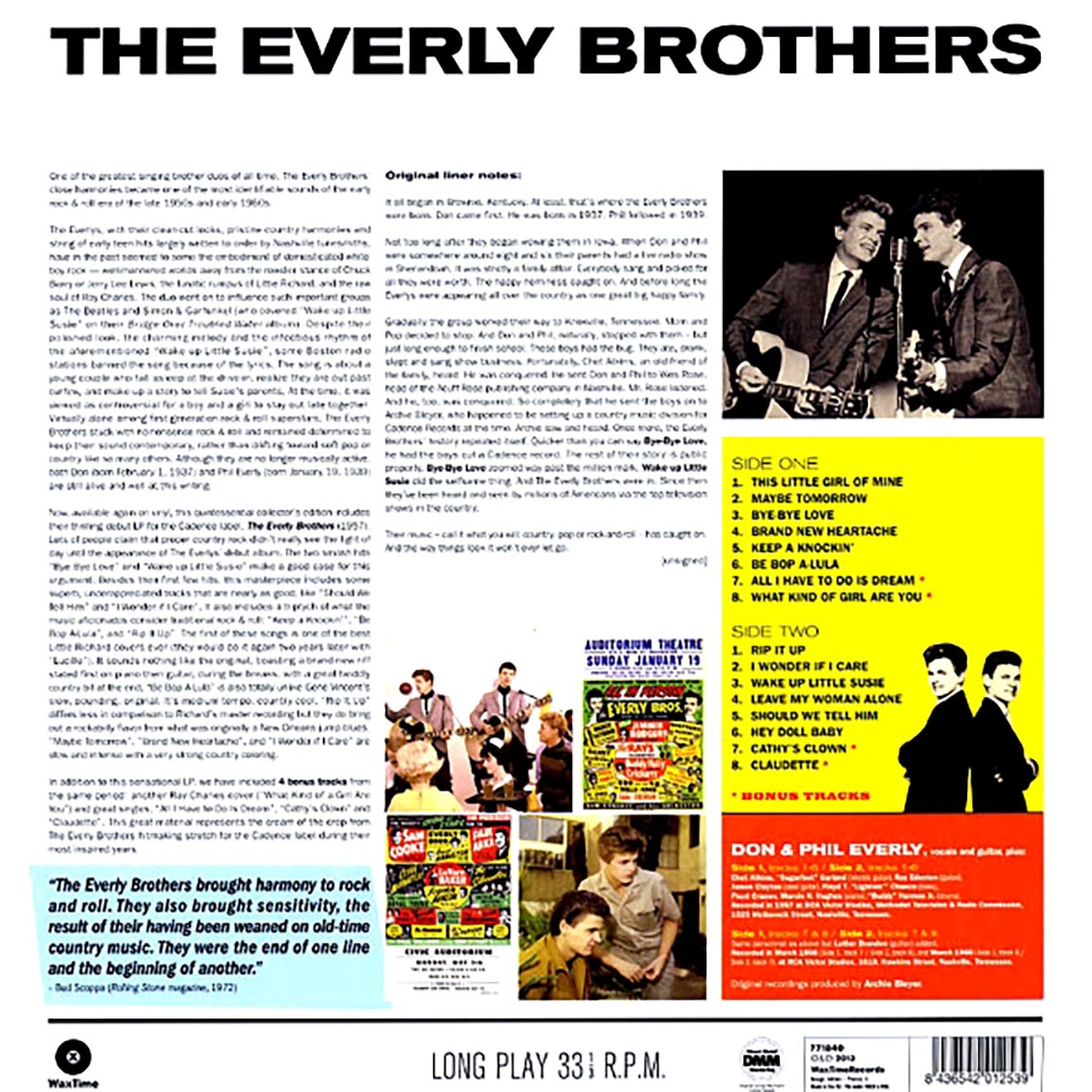 The Everly Brothers - The Everly Brothers (+4 bonus tracks) (180g) Vinyl Record
