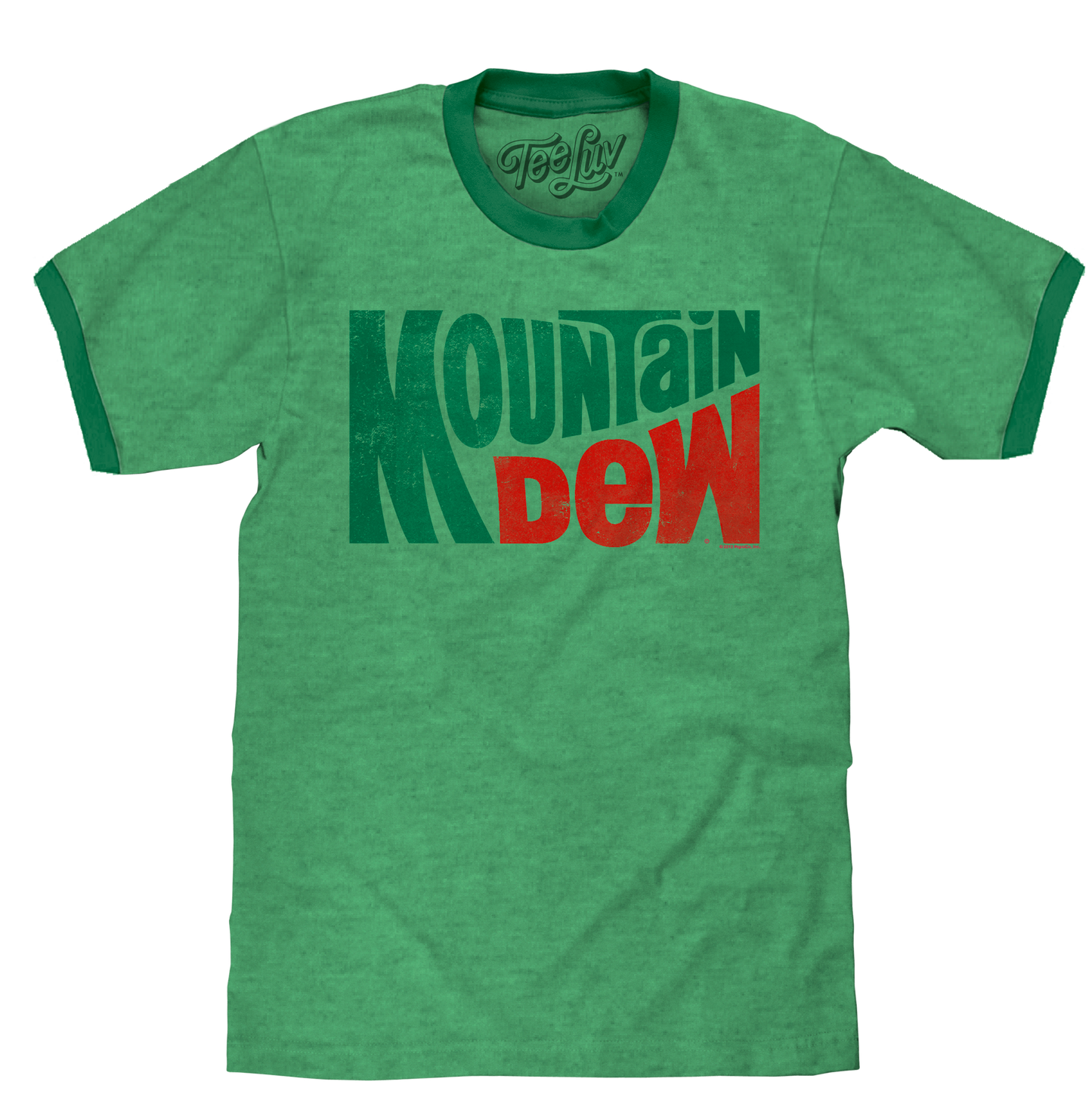 Vintage Mt Dew Ringer Mens T Shirt Officially Licensed Green