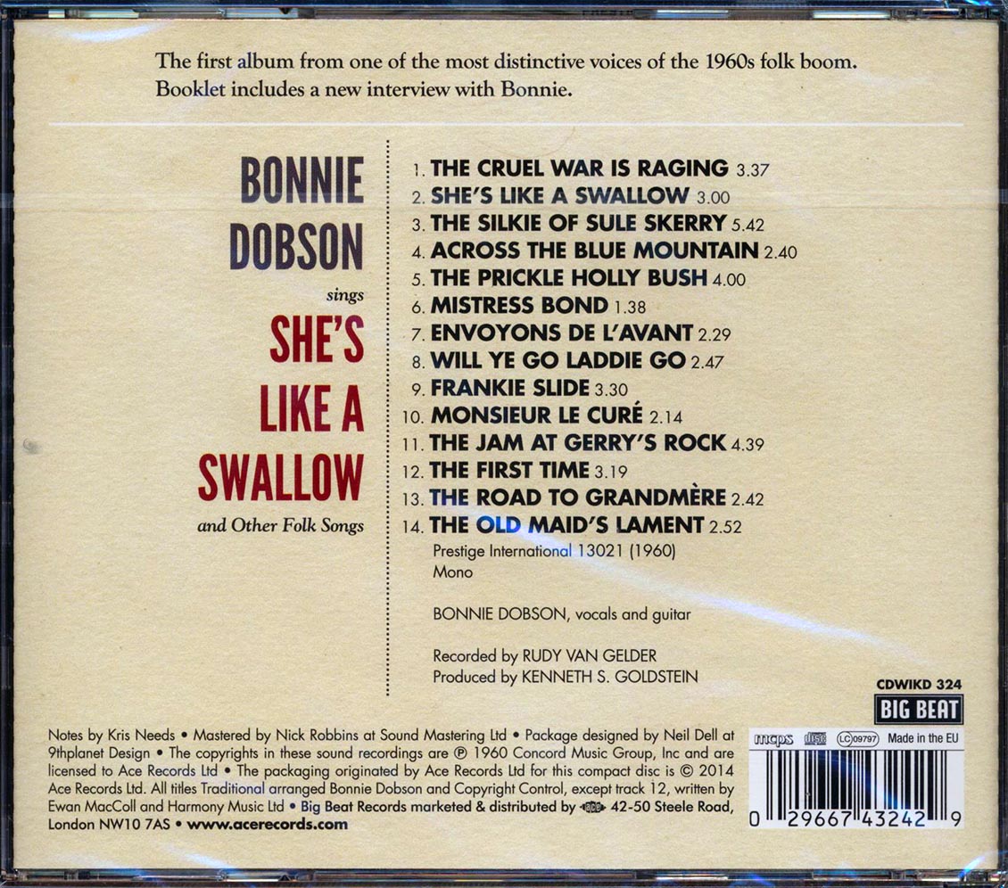 Bonnie Dobson - She's Like A Swallow Music CD