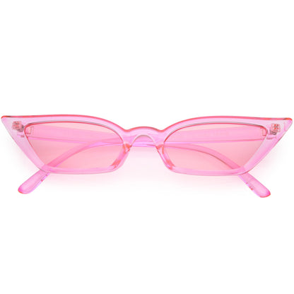 Retro Women's Translucent Thin Cat Eye Color Tone Sunglasses C663