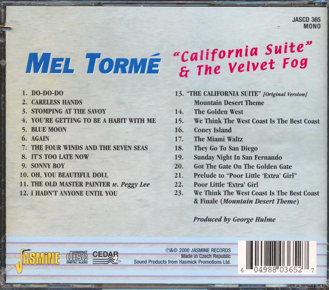 Mel Torme - California Suite & The Velvet Fog (marked/ltd stock) Music CD
