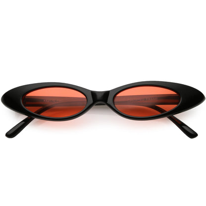 Women's Retro 90's Thin Color Tone Cat Eye Sunglasses C662