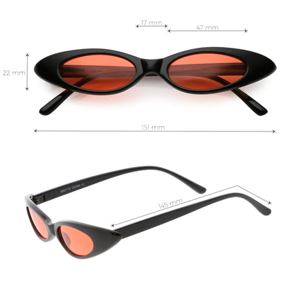 Women's Retro 90's Thin Color Tone Cat Eye Sunglasses C662
