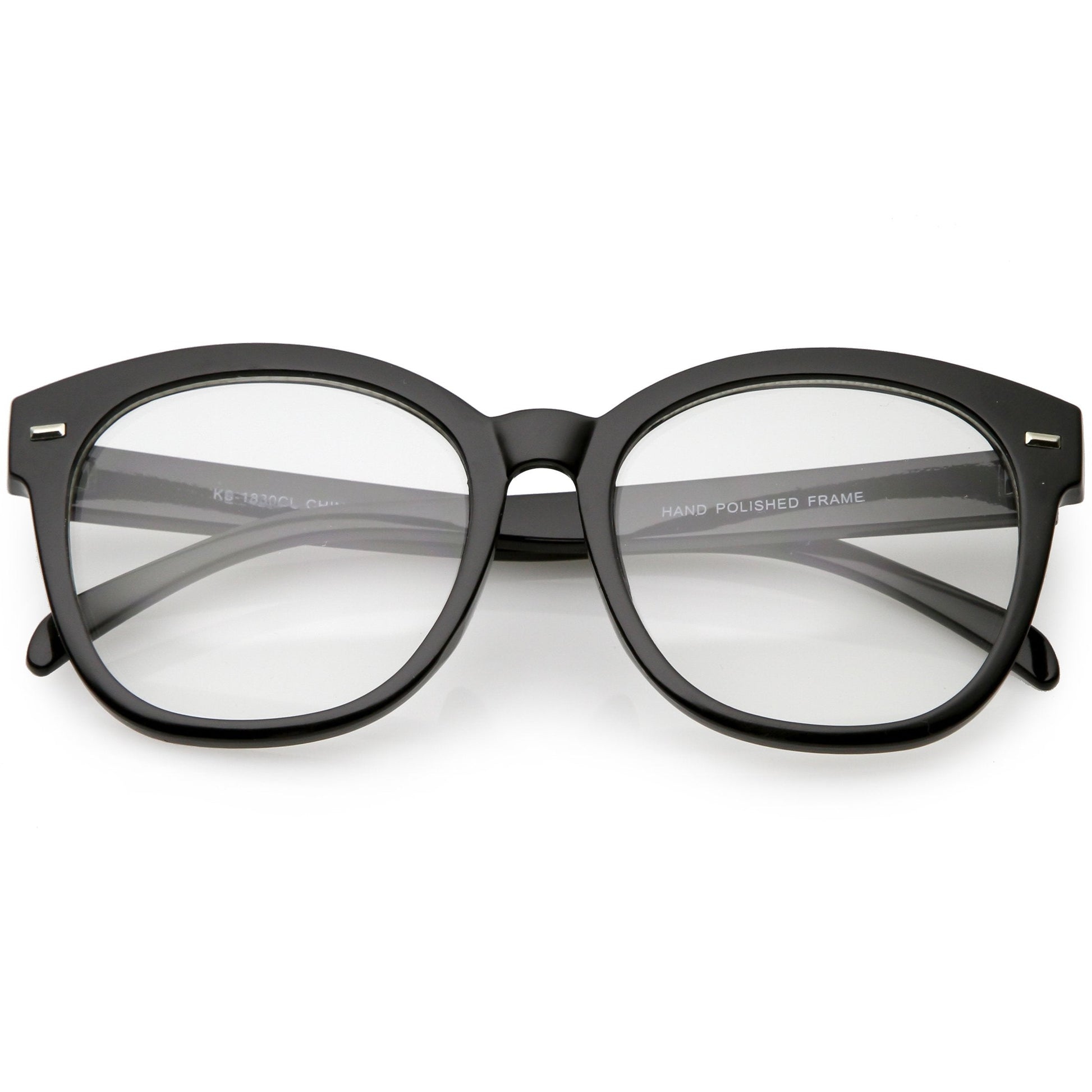 Oversize Round Indie Horned Rim Clear Lens Glasses C612
