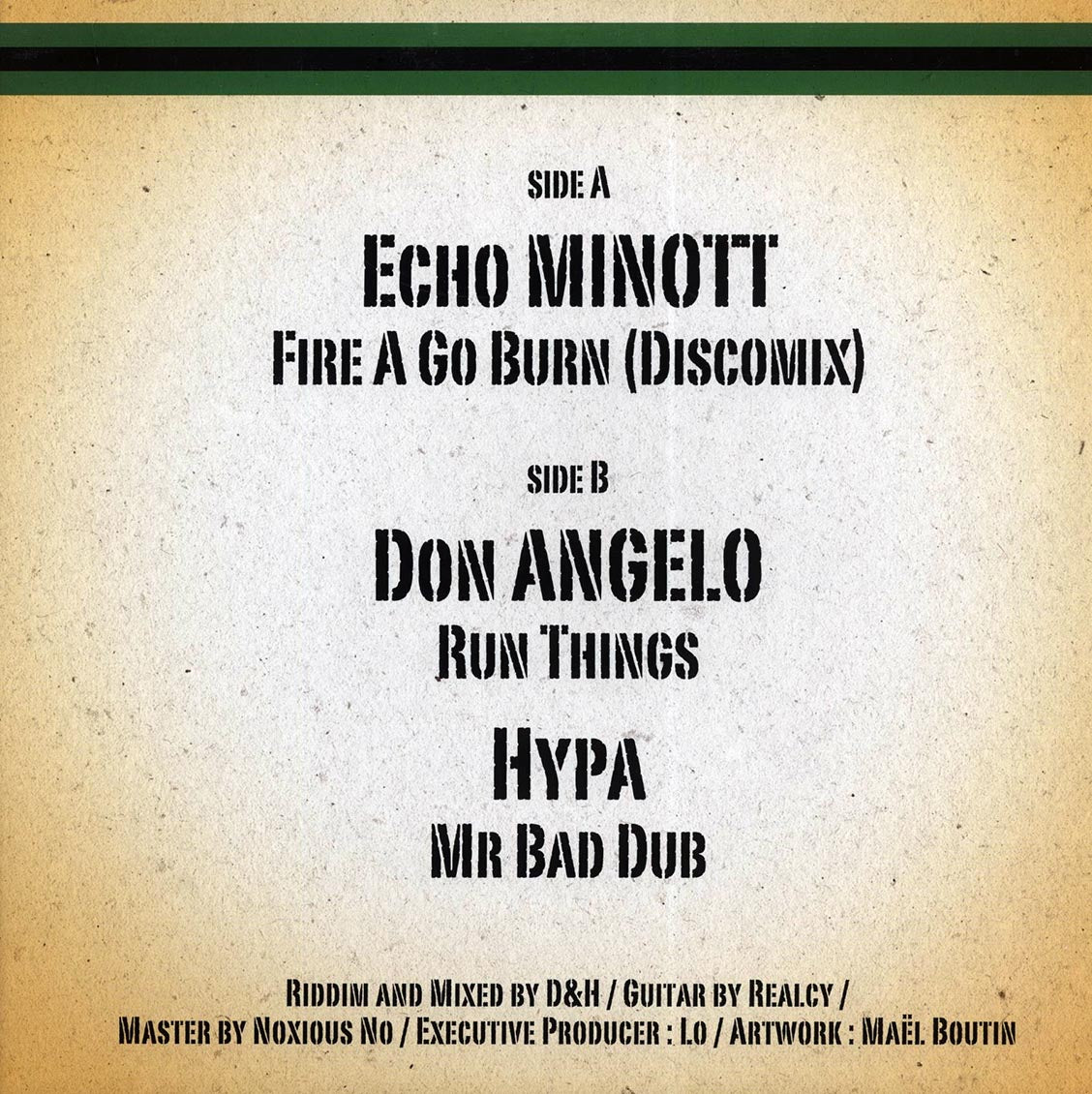 Echo Minott - Fire A Go Burn (Extended Mix)  /  Don Angelo - Run Things; Hypa - Mr. Bad Dub 12" Vinyl Record
