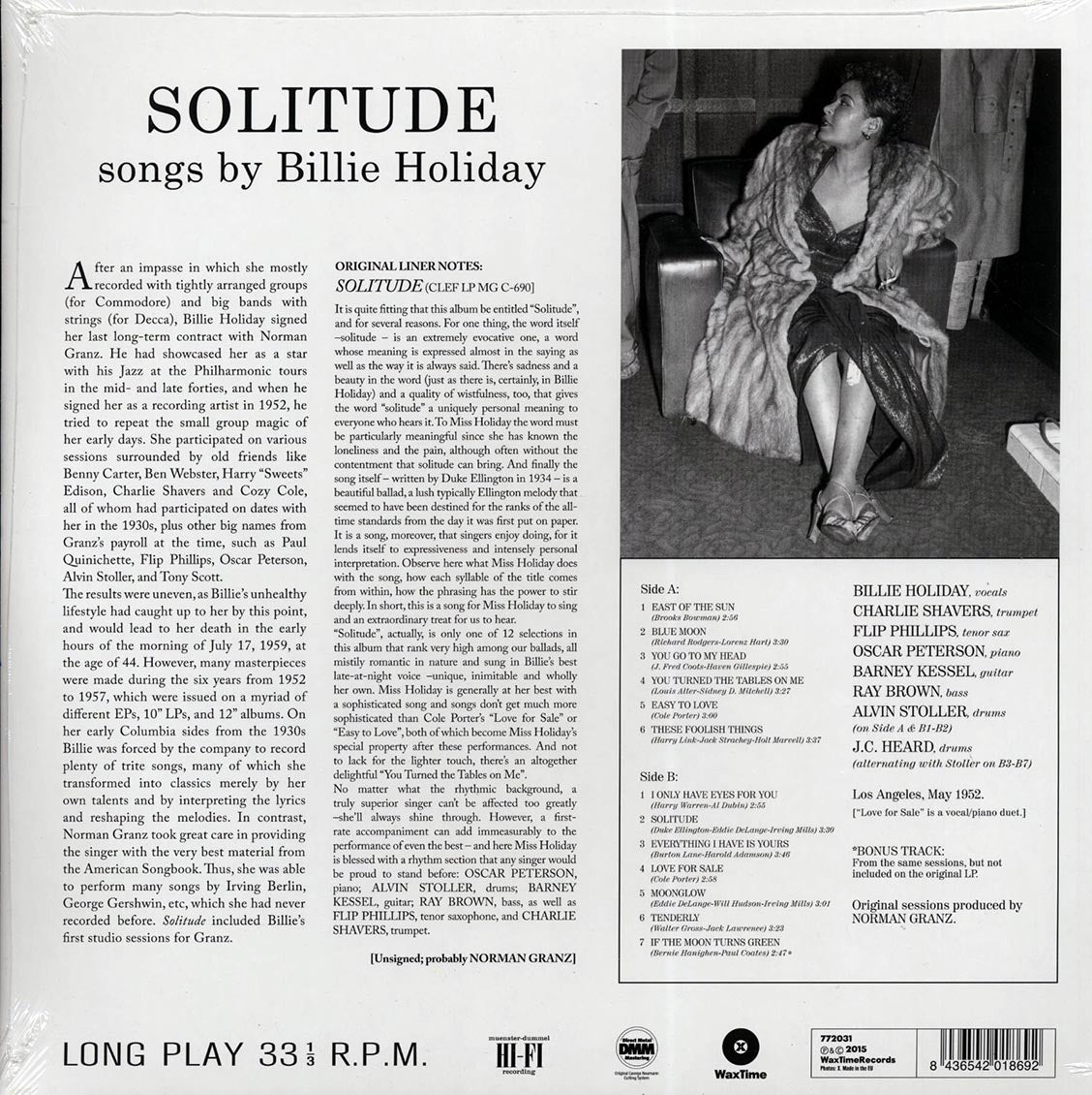 Billie Holiday - Solitude (ltd. ed.) (180g) (remastered) Vinyl Record