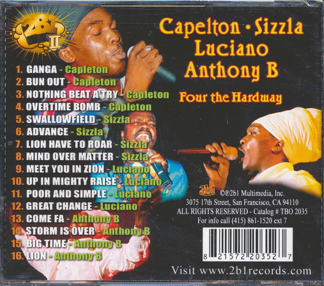 Capleton, Sizzla, Luciano, Anthony B - Four The Hard Way Music CD