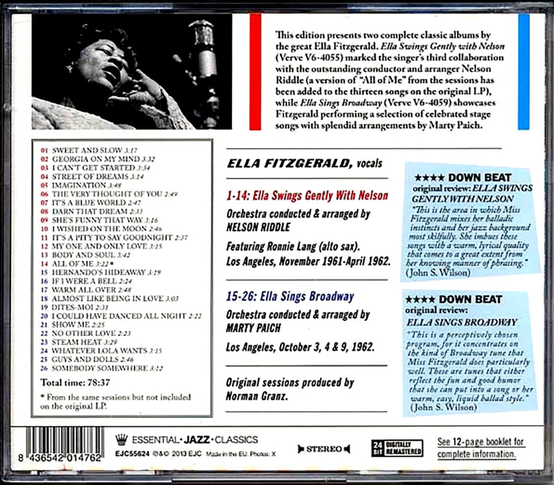 Ella Fitzgerald - Swings Gently With Nelson + Sings Broadway Music CD