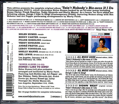 Helen Humes - Tain't Nobody's Biz-ness If Do + Songs I Like To Sing! Music CD
