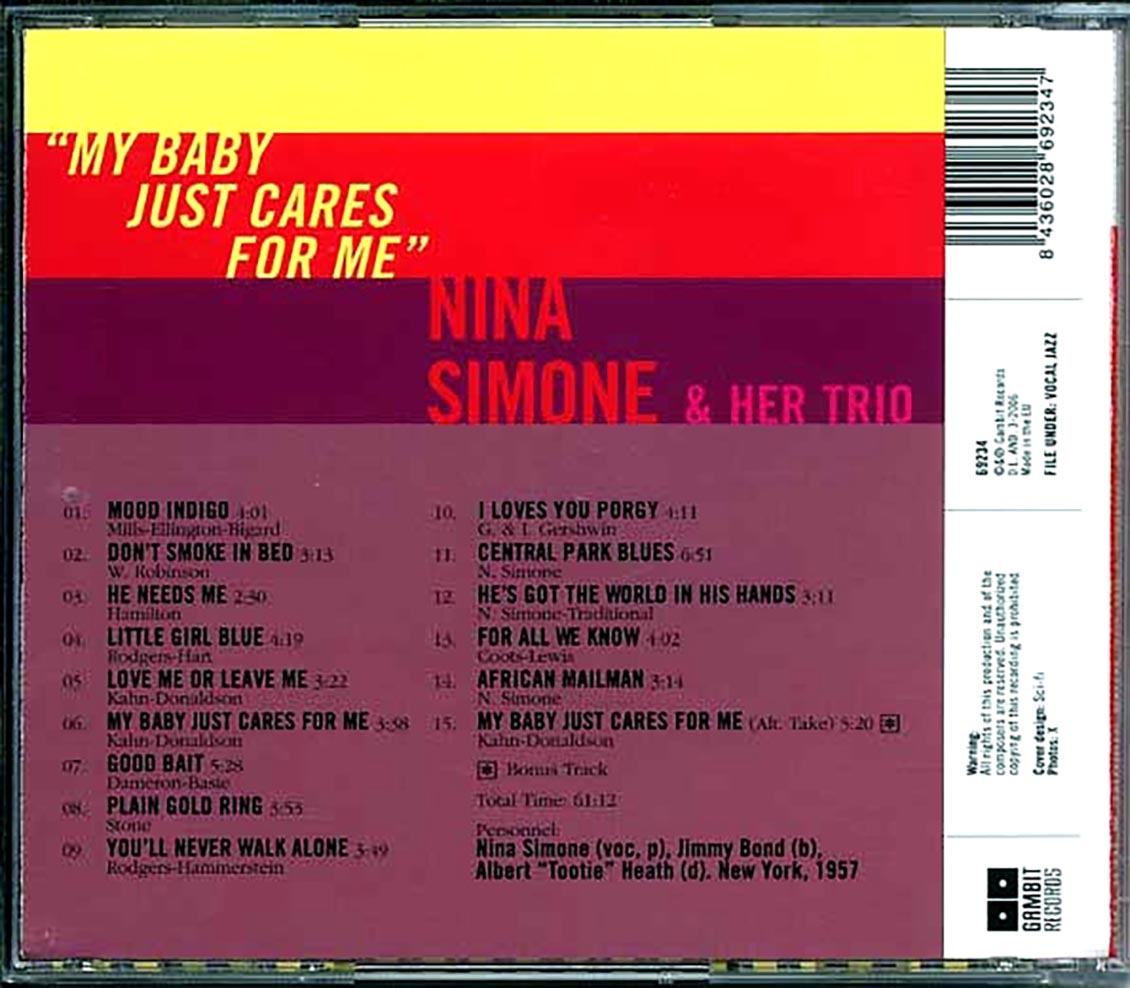 Nina Simone & Her Trio - My Baby Just Cares For Me Music CD