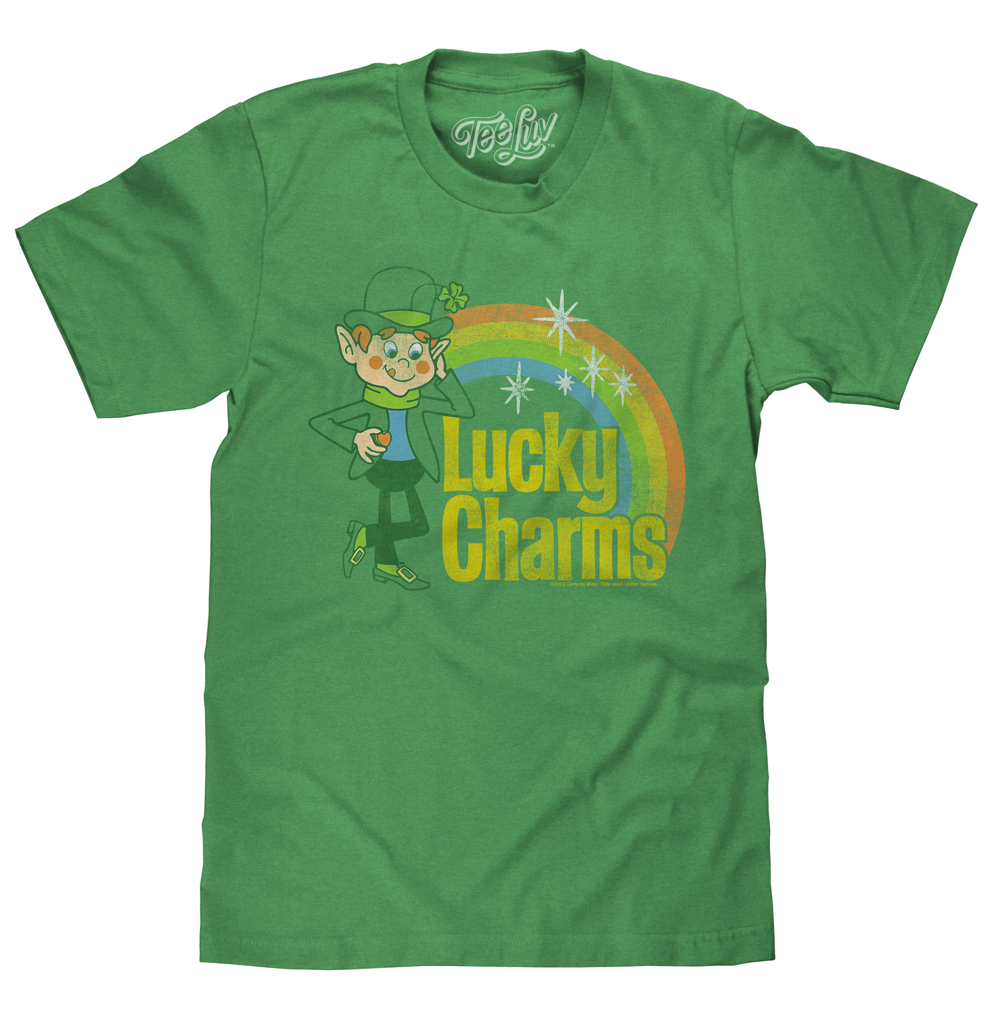 Lucky Charms Retro Rainbow Mens T Shirt Officially Licensed Green