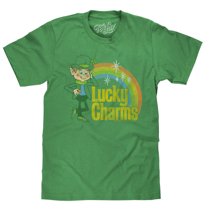 Lucky Charms Retro Rainbow Mens T Shirt Officially Licensed Green
