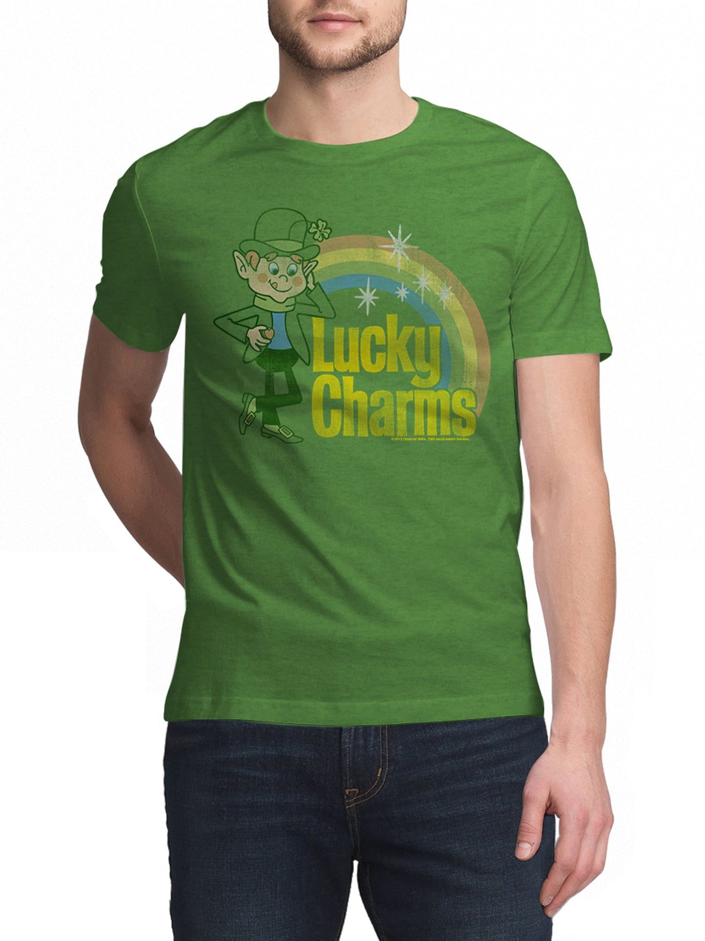 Lucky Charms Retro Rainbow Mens T Shirt Officially Licensed Green