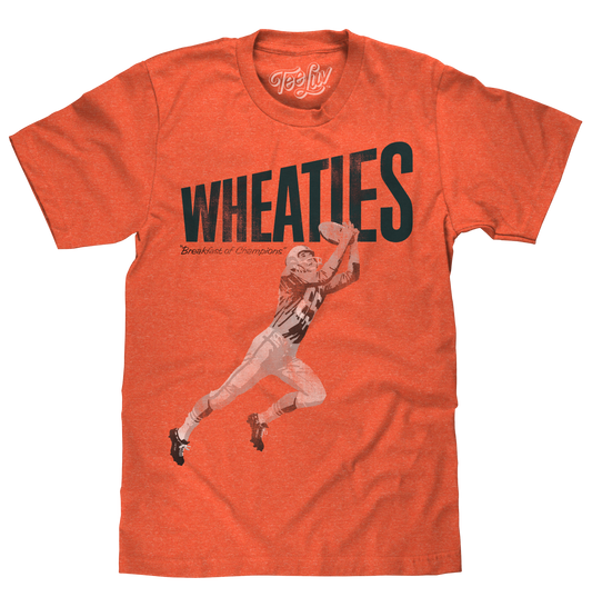 Wheaties Breakfast of Champions Football Player Mens T Shirt Officially Licensed Orange