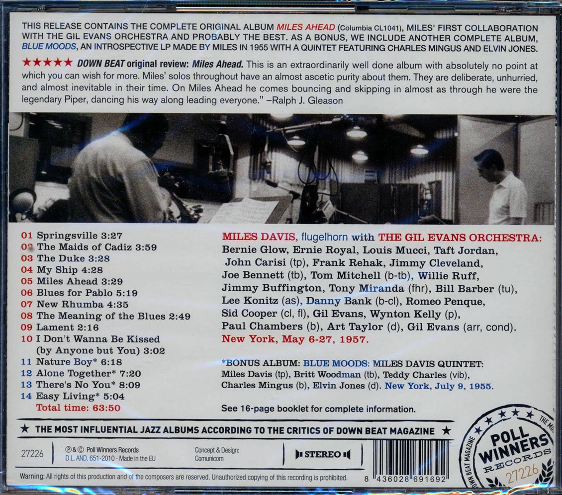Miles Davis + 19, Gil Evans - Miles Ahead + Blue Moods Music CD