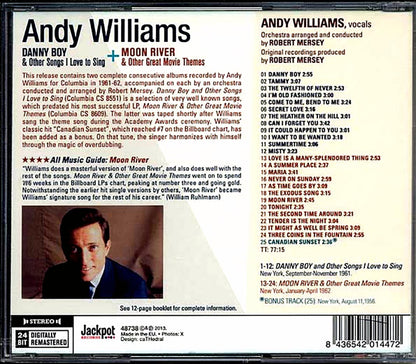 Andy Williams - Danny Boy & Other Songs 1 Love To Sing + Moon River & Other Great Movie Themes Music CD