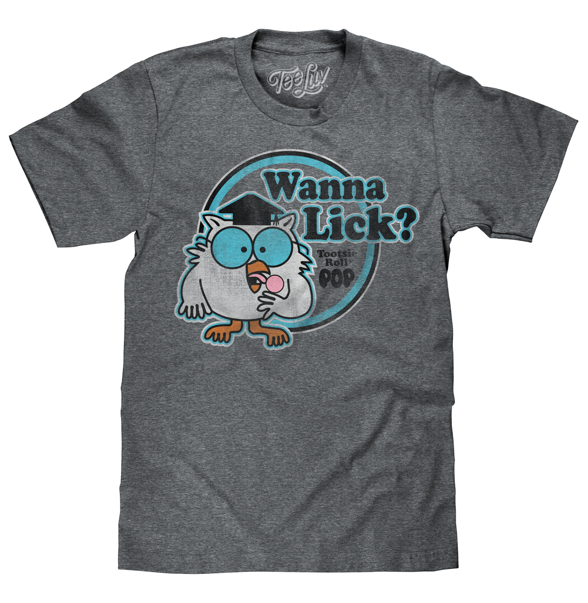Tootsie Roll Pop Mr. Owl Wanna Lick? Mens T Shirt Officially Licensed Gray