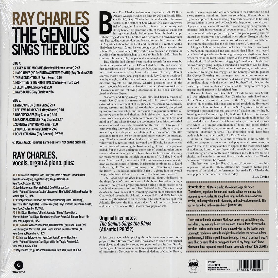Ray Charles - The Genius Sings The Blues (+bonus track) (ltd. ed.) (180g) Vinyl Record
