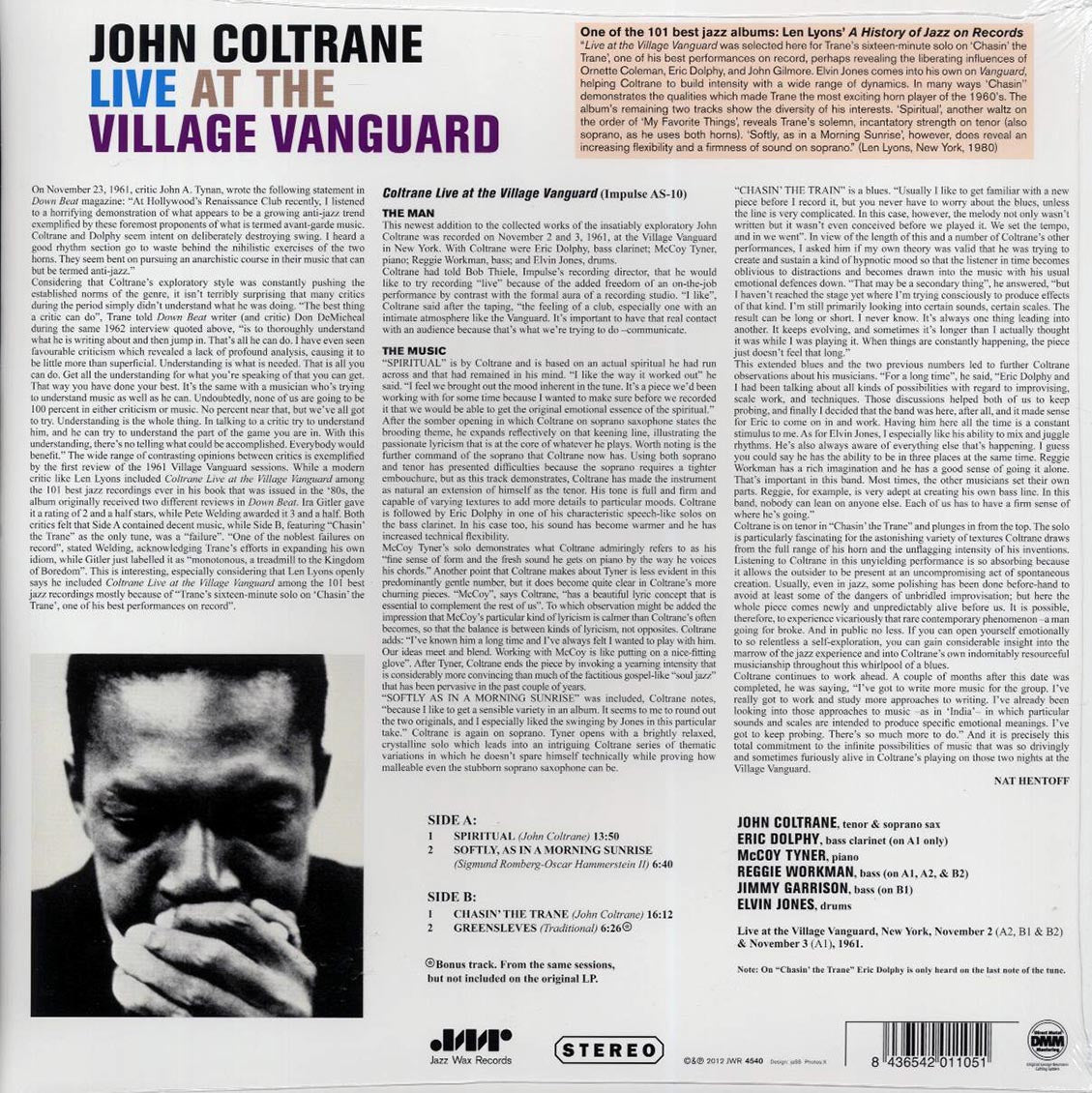 John Coltrane - Live At The Village Vanguard (+bonus track) (ltd. ed.) (180g) (remastered) Vinyl Record