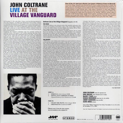 John Coltrane - Live At The Village Vanguard (+bonus track) (ltd. ed.) (180g) (remastered) Vinyl Record