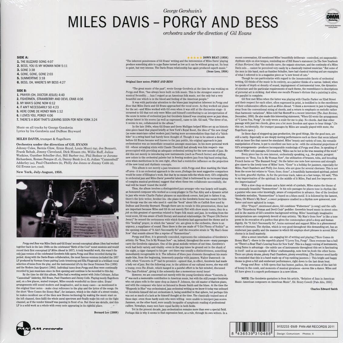 Miles Davis - Porgy And Bess (ltd. ed.) (180g) Vinyl Record