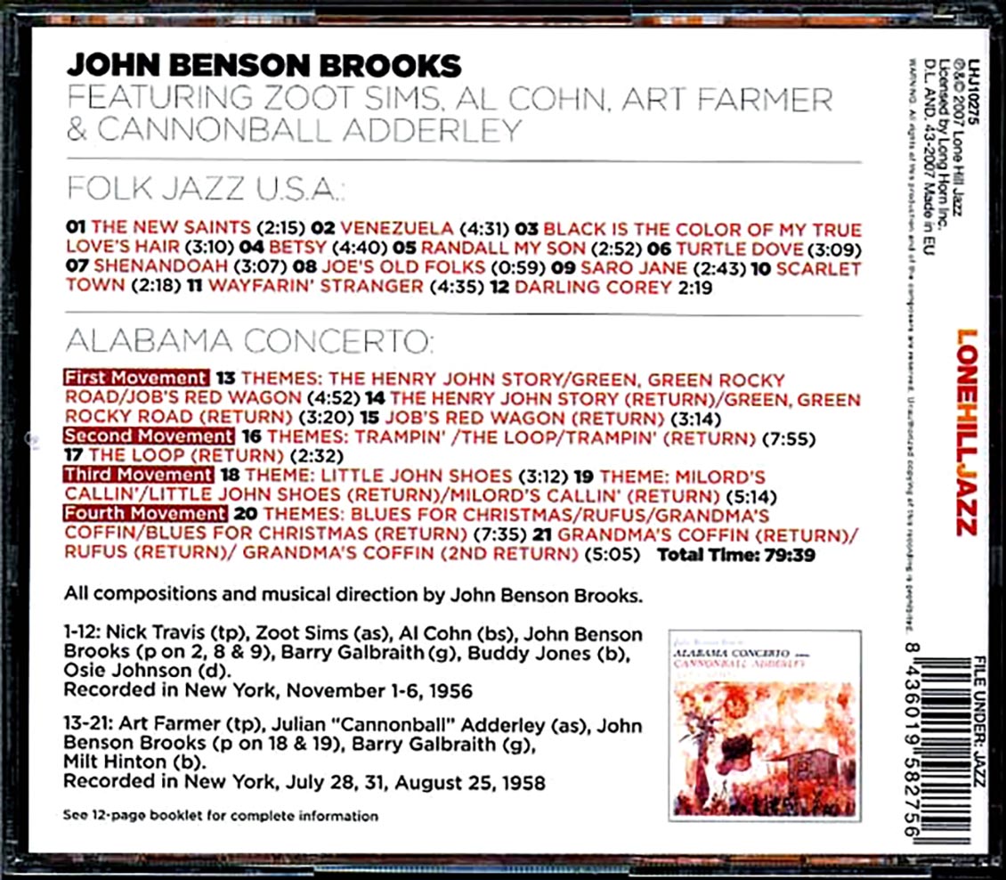 John Benson Brooks - Folk Jazz USA + Alabma Concerto Music CD