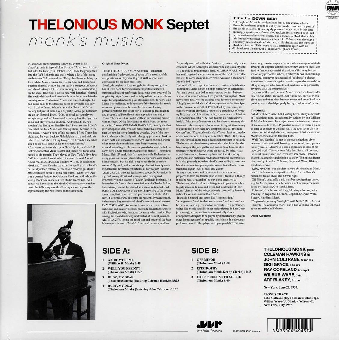 Thelonious Monk Septet - Monk's Music (ltd. ed.) (180g) Vinyl Record