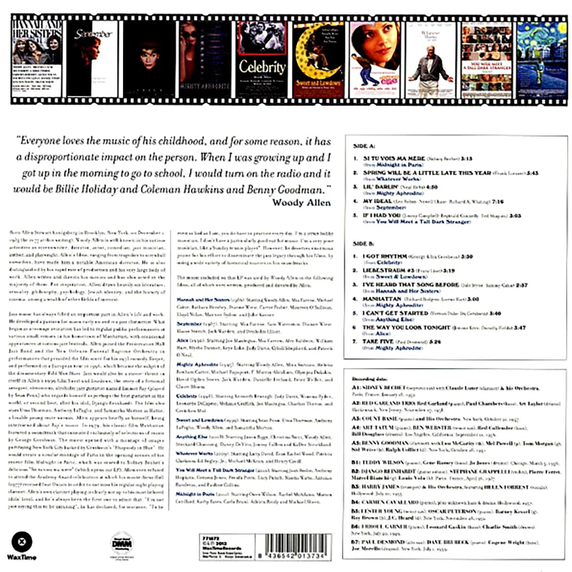 Various - Swing In The Films Of Woody Allen (ltd. ed.) (180g) Vinyl Record