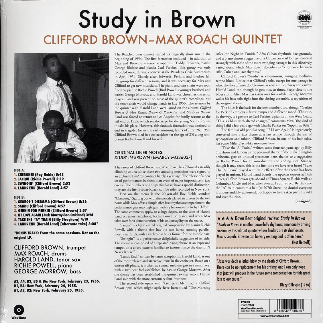 Clifford Brown, Max Roach - Study In Brown (ltd. ed.) (180g) (remastered) Vinyl Record