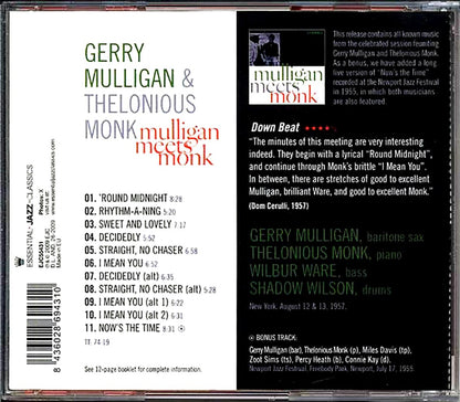 Gerry Mulligan, Thelonious Monk - Mulligan Meets Monk Music CD