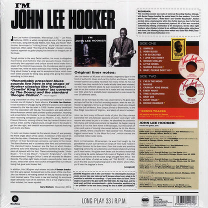 John Lee Hooker - I'm John Lee Hooker (+4 bonus tracks) (ltd. ed.) (180g) Vinyl Record