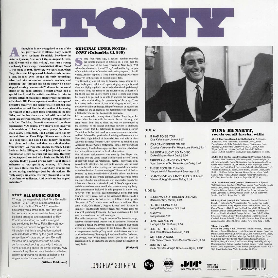 Tony Bennett - Tony (+bonus track) (ltd. ed.) (180g) Vinyl Record