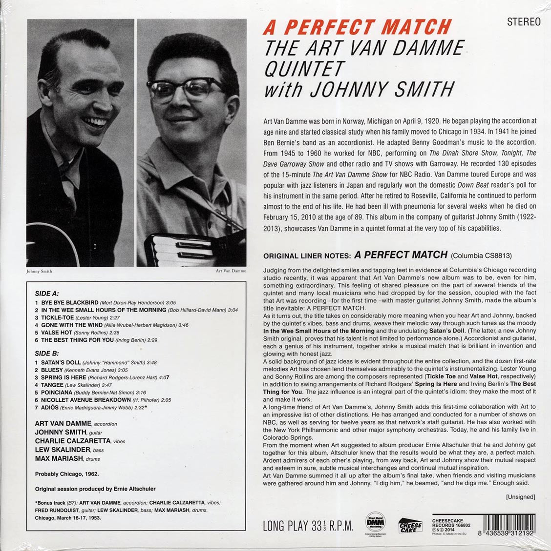 Art Van Damme Quintet - A Perfect Match (ltd. ed.) (180g) Vinyl Record