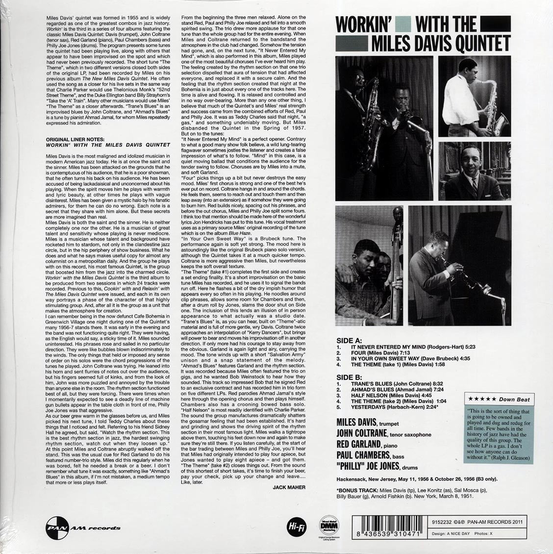 Miles Davis Quintet - Workin' With Miles Davis Quintet (+bonus track) (ltd. ed.) (180g) (remastered) Vinyl Record