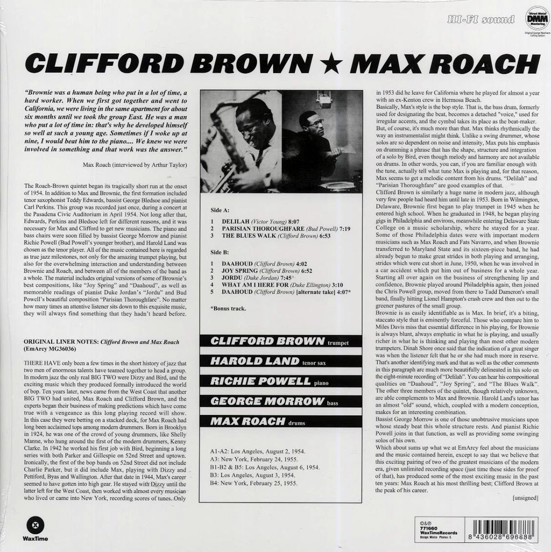 Clifford Brown, Max Roach - Clifford Brown & Max Roach (ltd. ed.) (180g) (remastered) Vinyl Record
